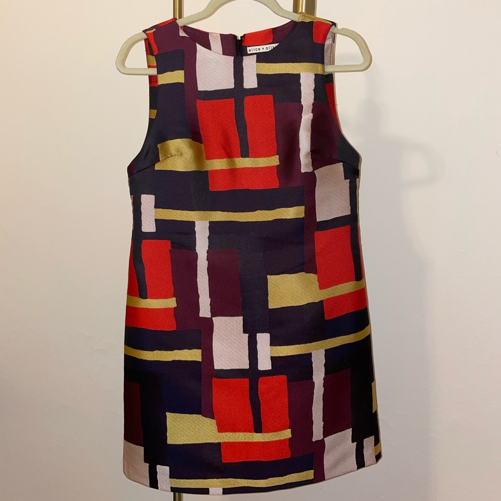 Alice + Olivia A-line Color Block Retro Dress